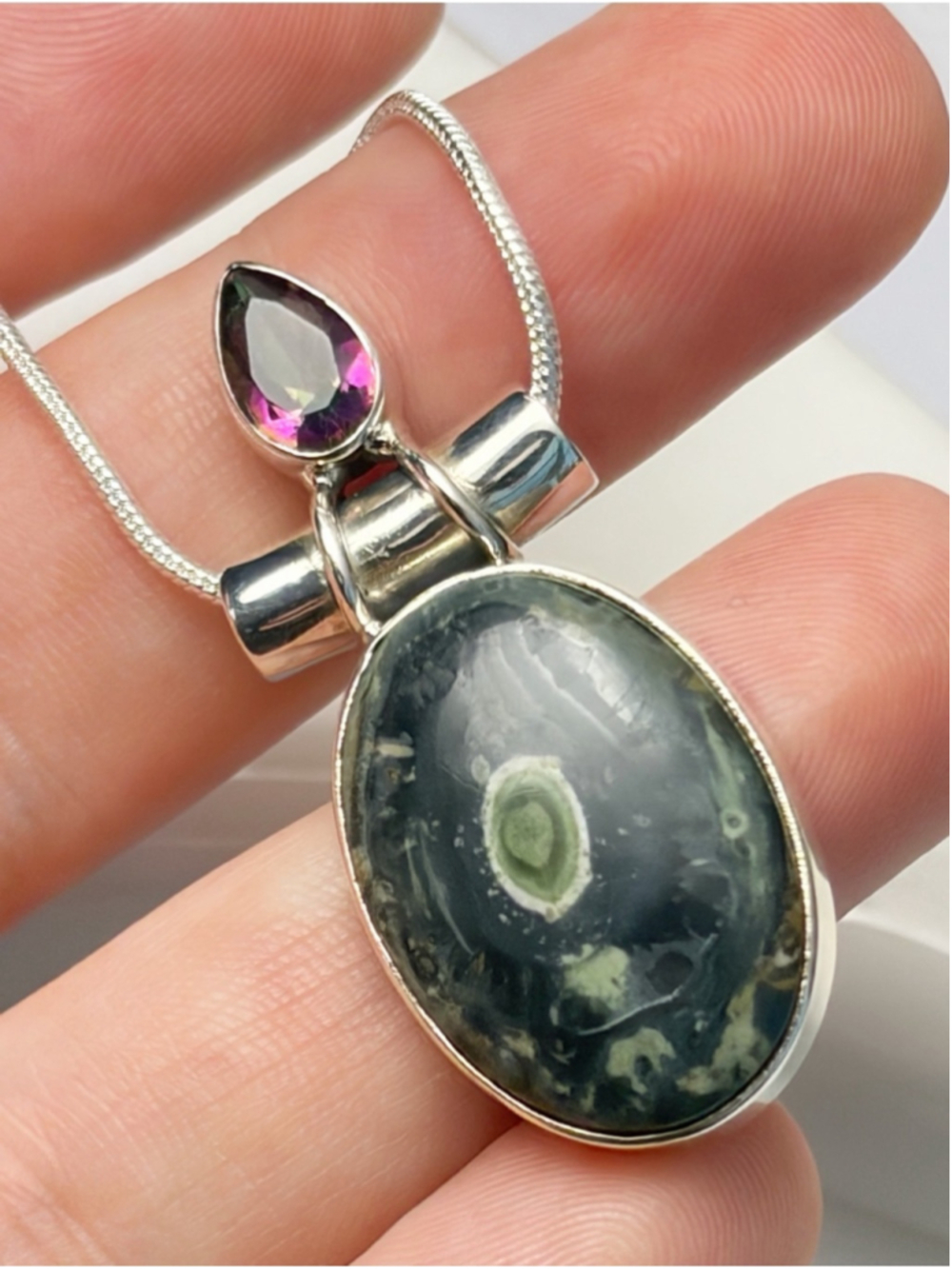 Sterling Silver 925 Mystic Topaz Kambaba Jasper Jewelry Set Lot New - Picture 3 of 11